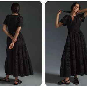 Anthropologie Somerset Maxi Dress Eyelet Edition Size M Black NWT never worn